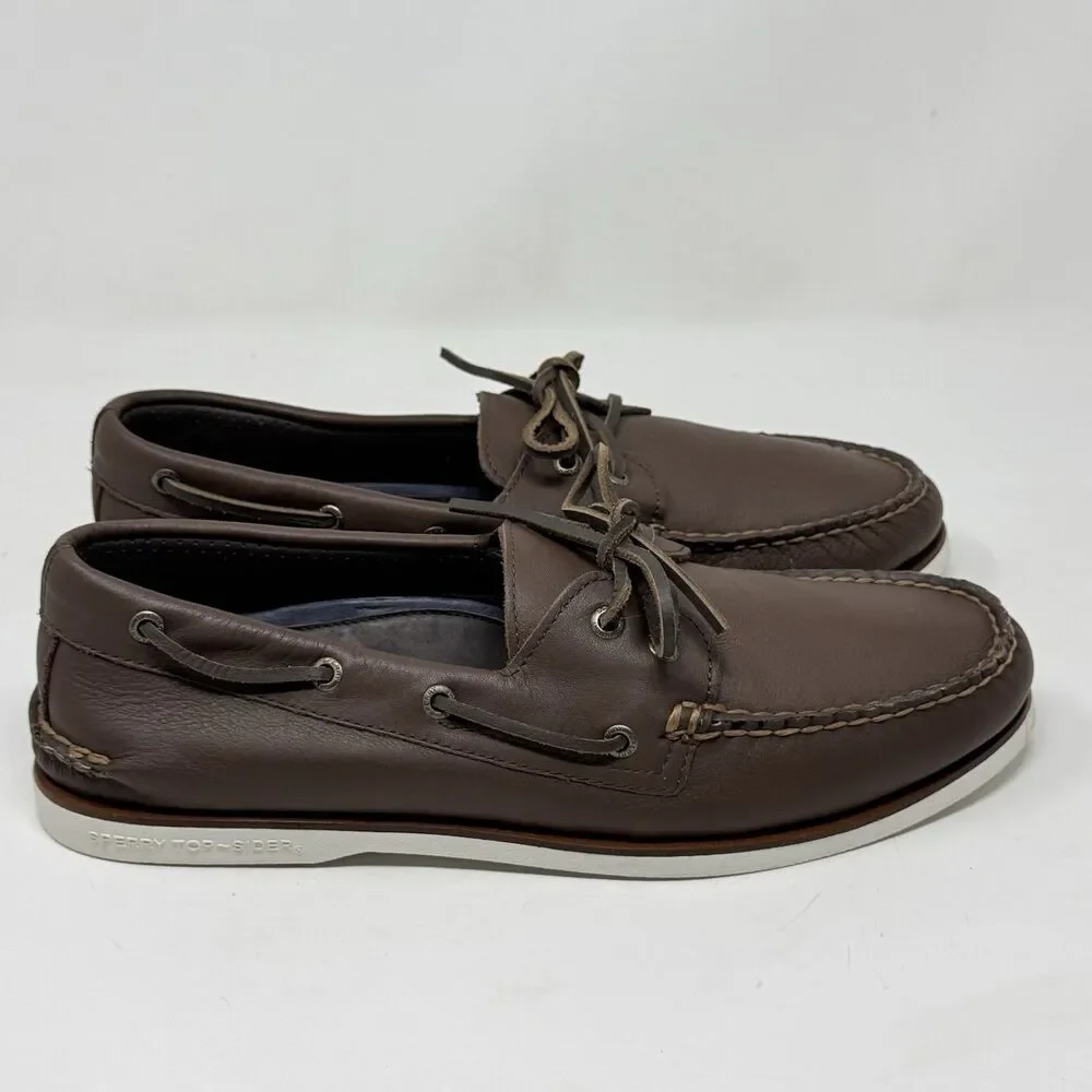 Sperry Gold Cup Boat Shoes Mens 12 M Brown Leather Casual Preppy Moccasins 2 Eye